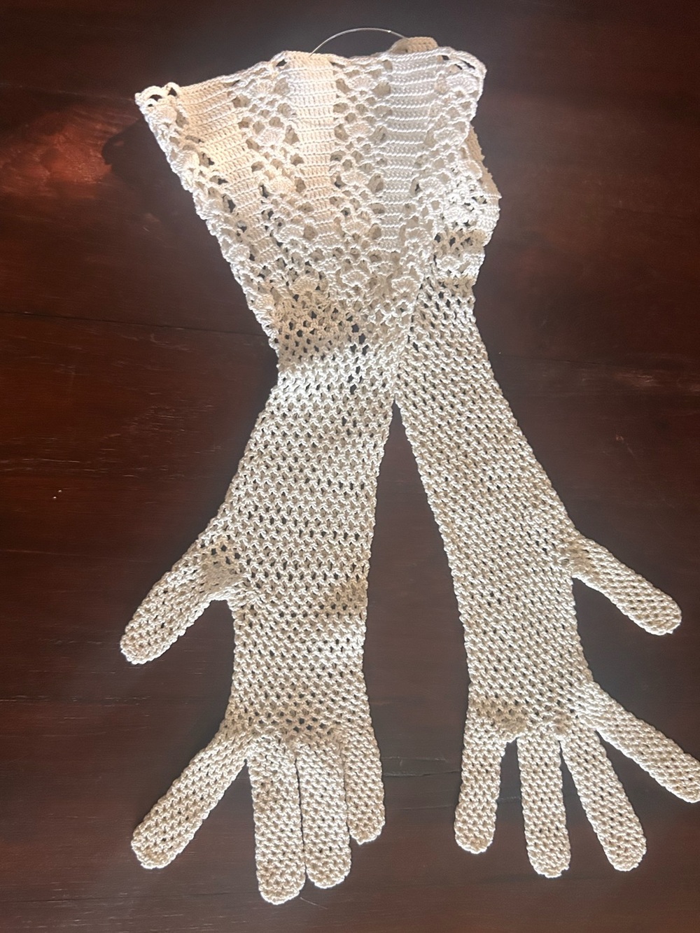 Vintage Handmade Crochet Women's Gloves – Cream